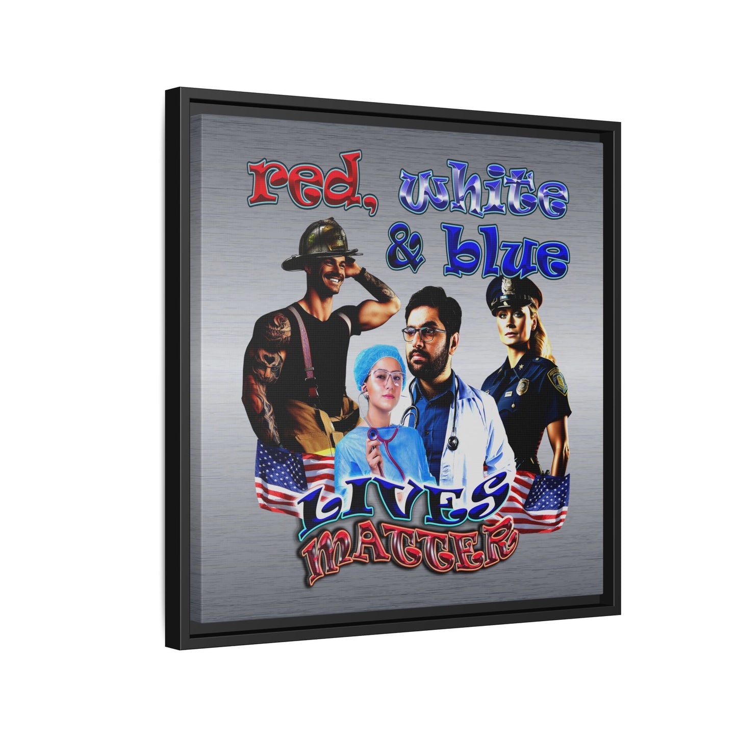 rw&b lives matter - framed canvas art (brushed nickel)