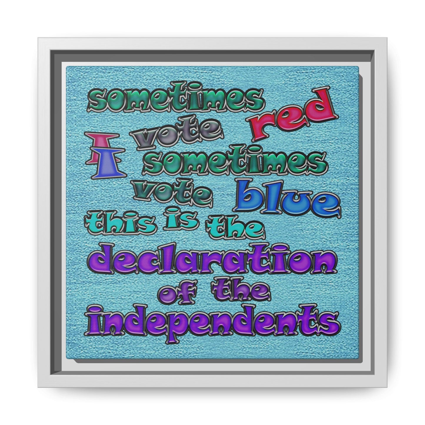 declaration of the independents - framed canvas art (faded blue)