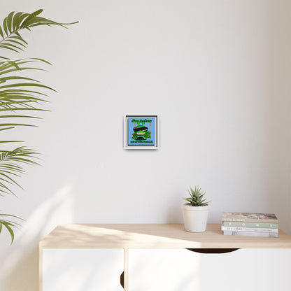 disc jockey - framed canvas art (light blue)
