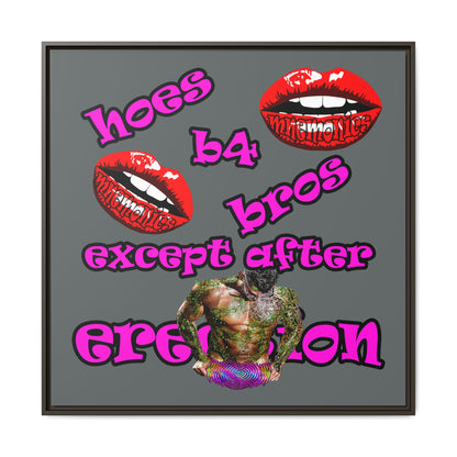 hoes b4 bros - framed canvas art (dark grey)