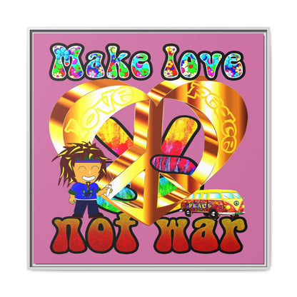 love peace - framed canvas art (light pink)