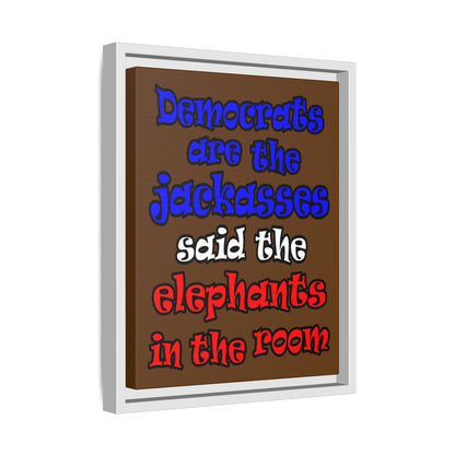 donkeys and elephants - framed canvas art (brown)