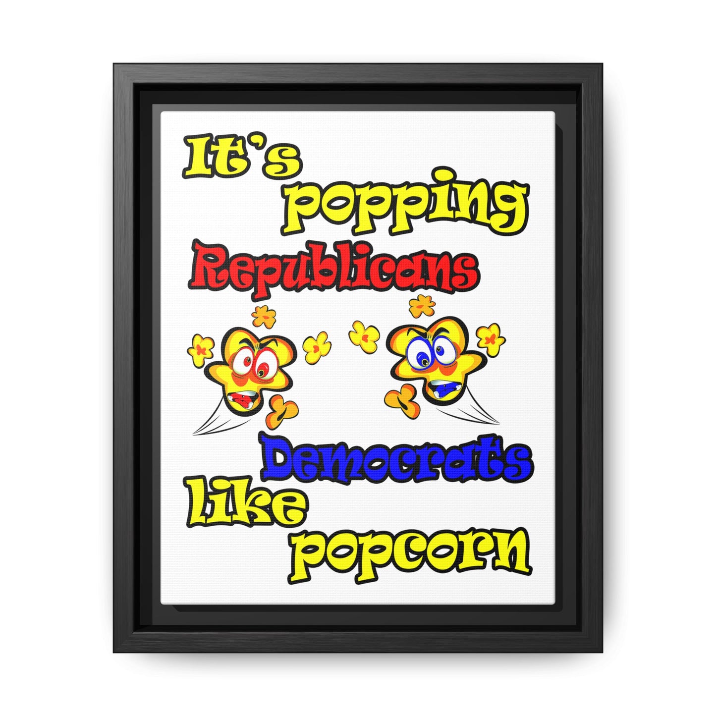 popping like popcorn - framed canvas art (white)