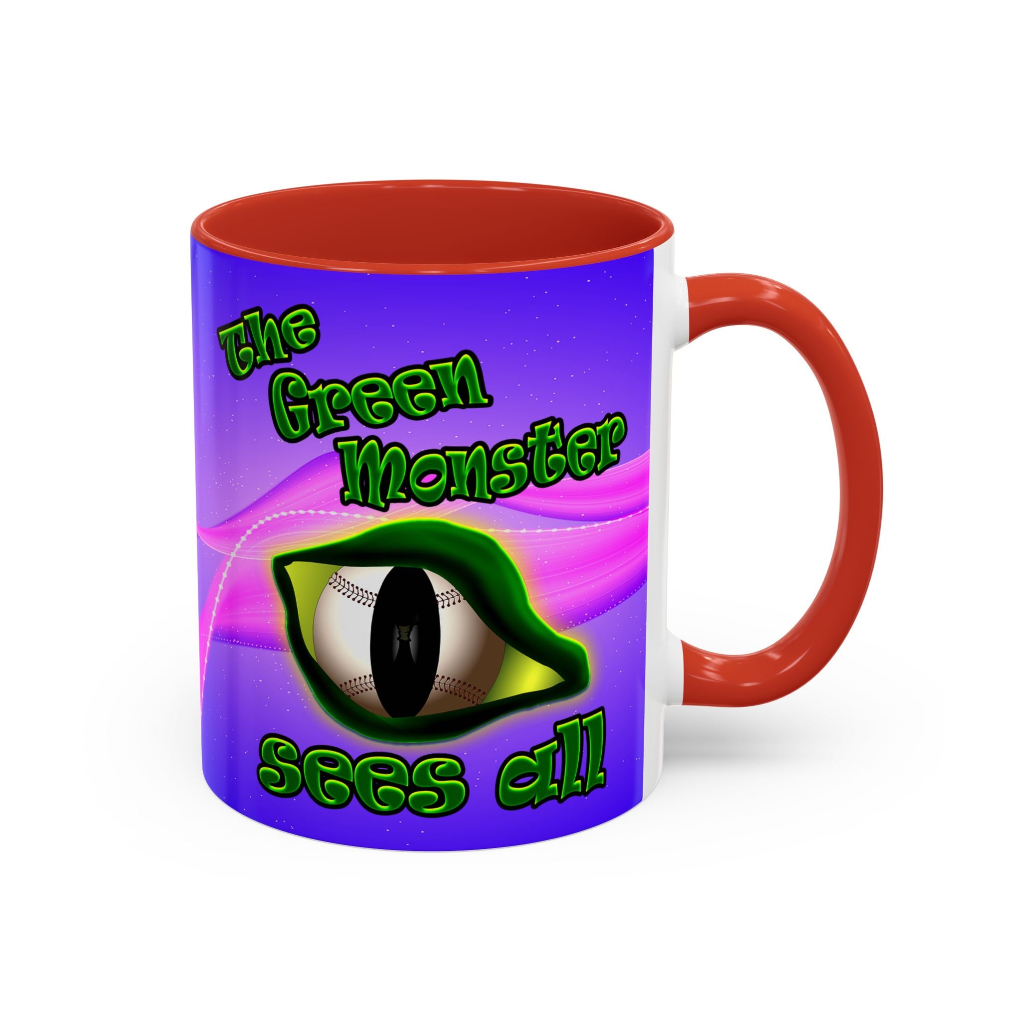 green monster - Accent Mug (purple-pink wave)
