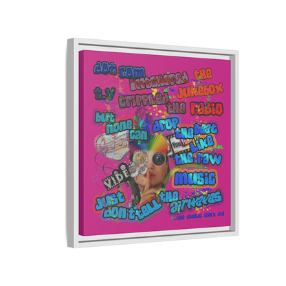 drop the beat - framed canvas art (pink)