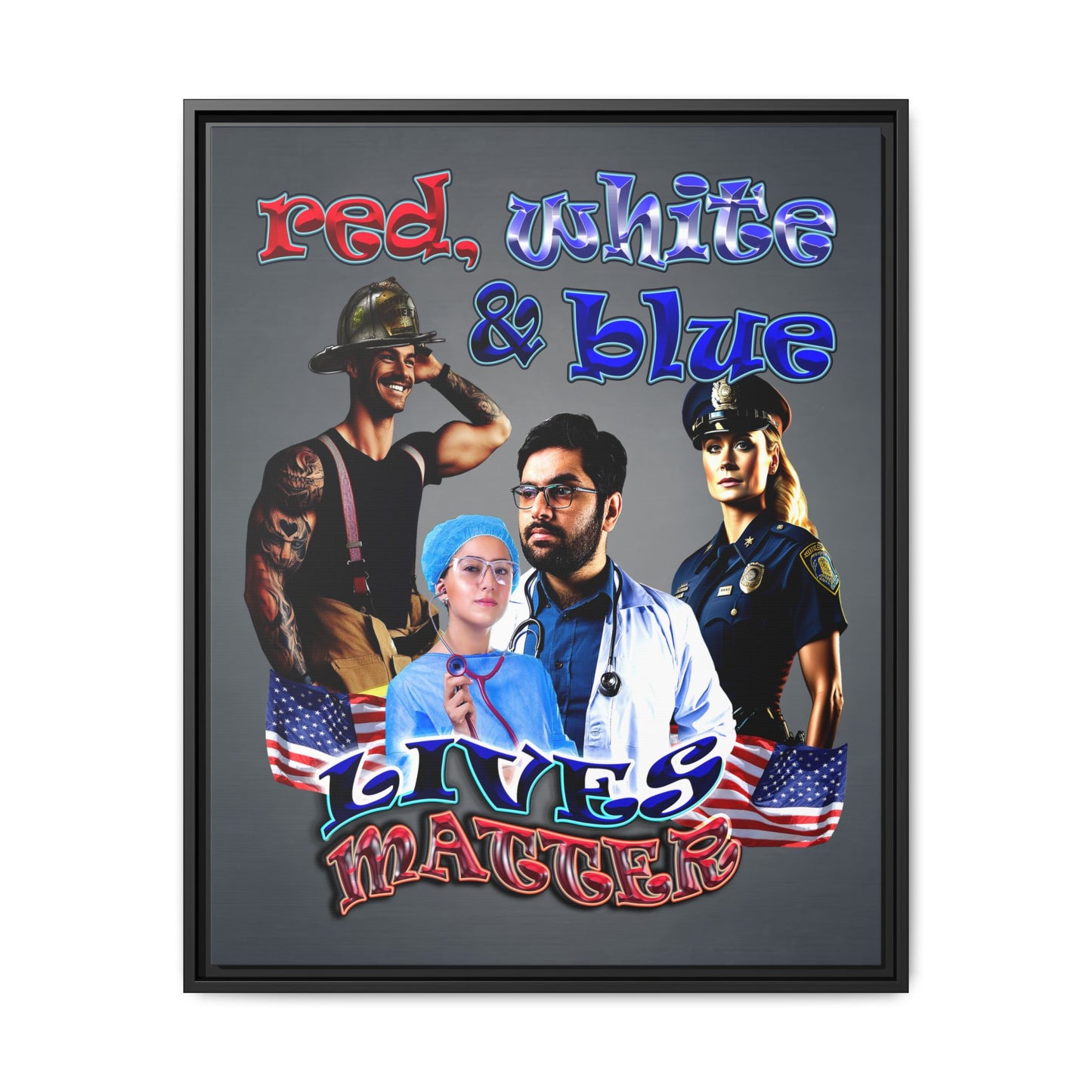 rw&b lives matter - framed canvas art (grey-light grey)