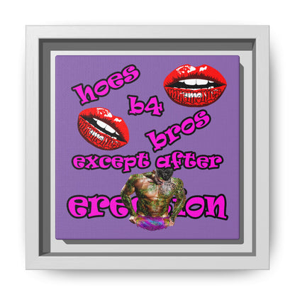 hoes b4 bros - framed canvas art (light purple)