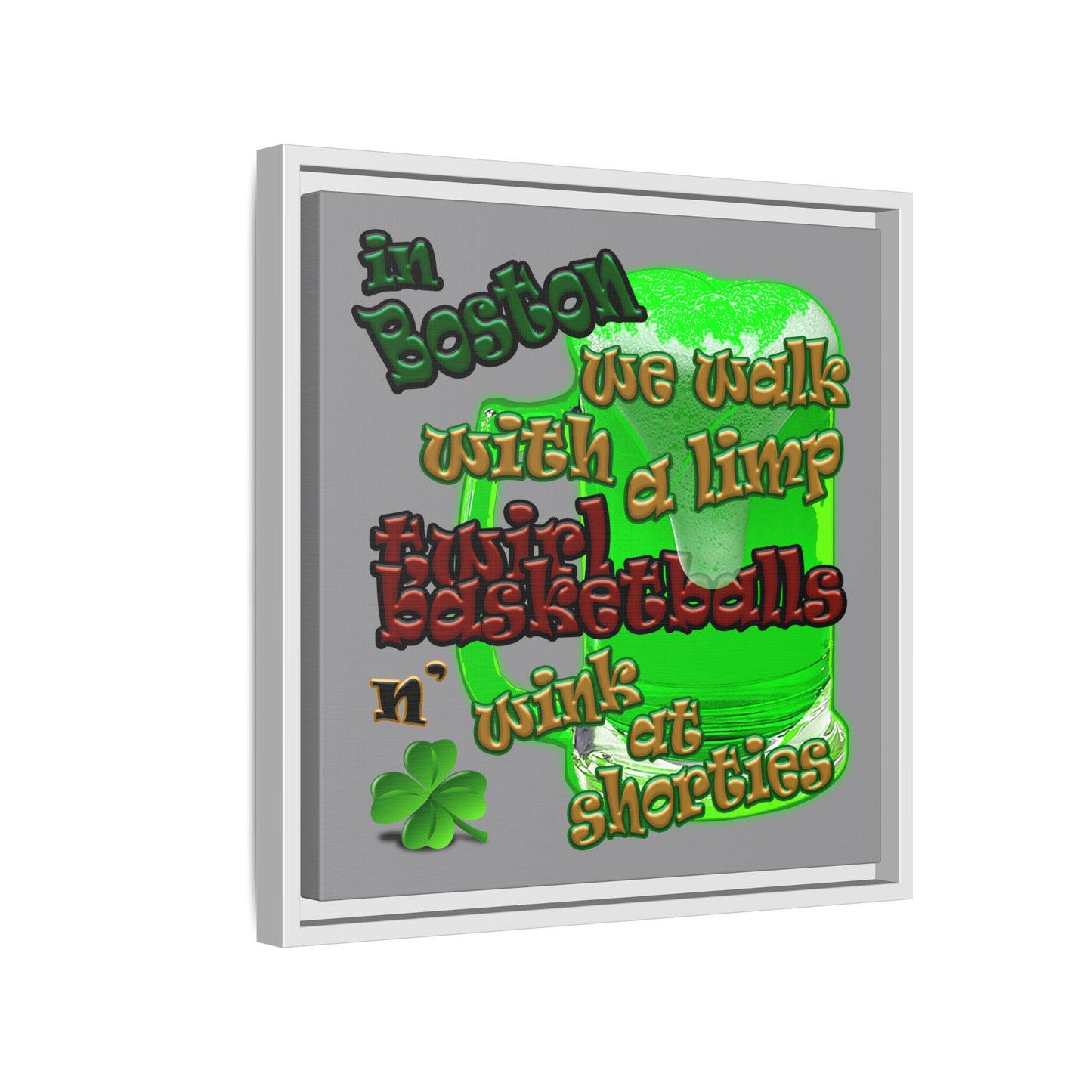 celtics logo - framed canvas art (grey)