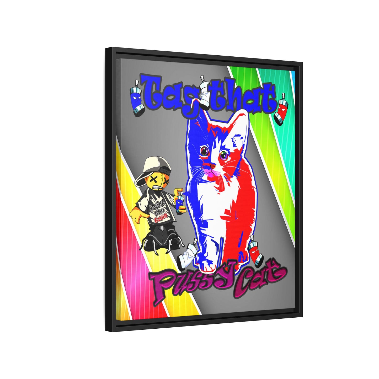 tag that - framed canvas art (rainbow split)