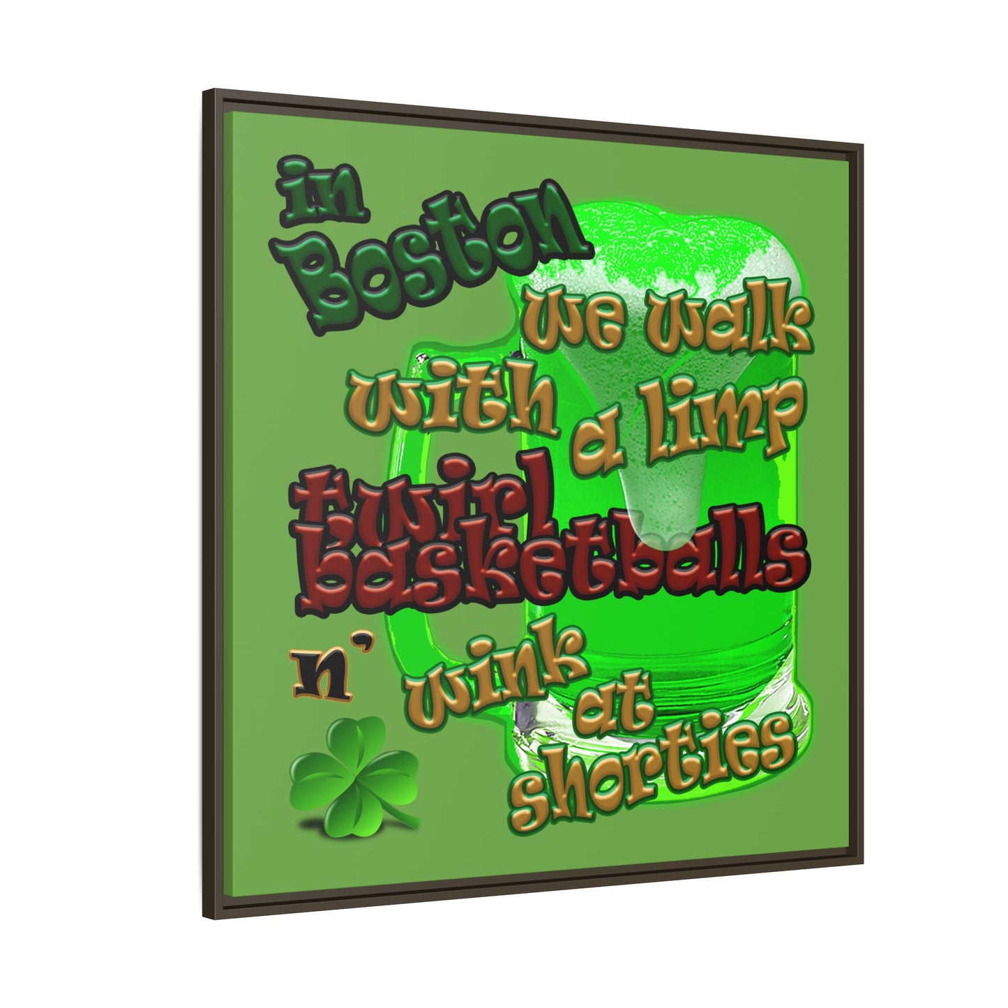celtics logo - framed canvas art (green)