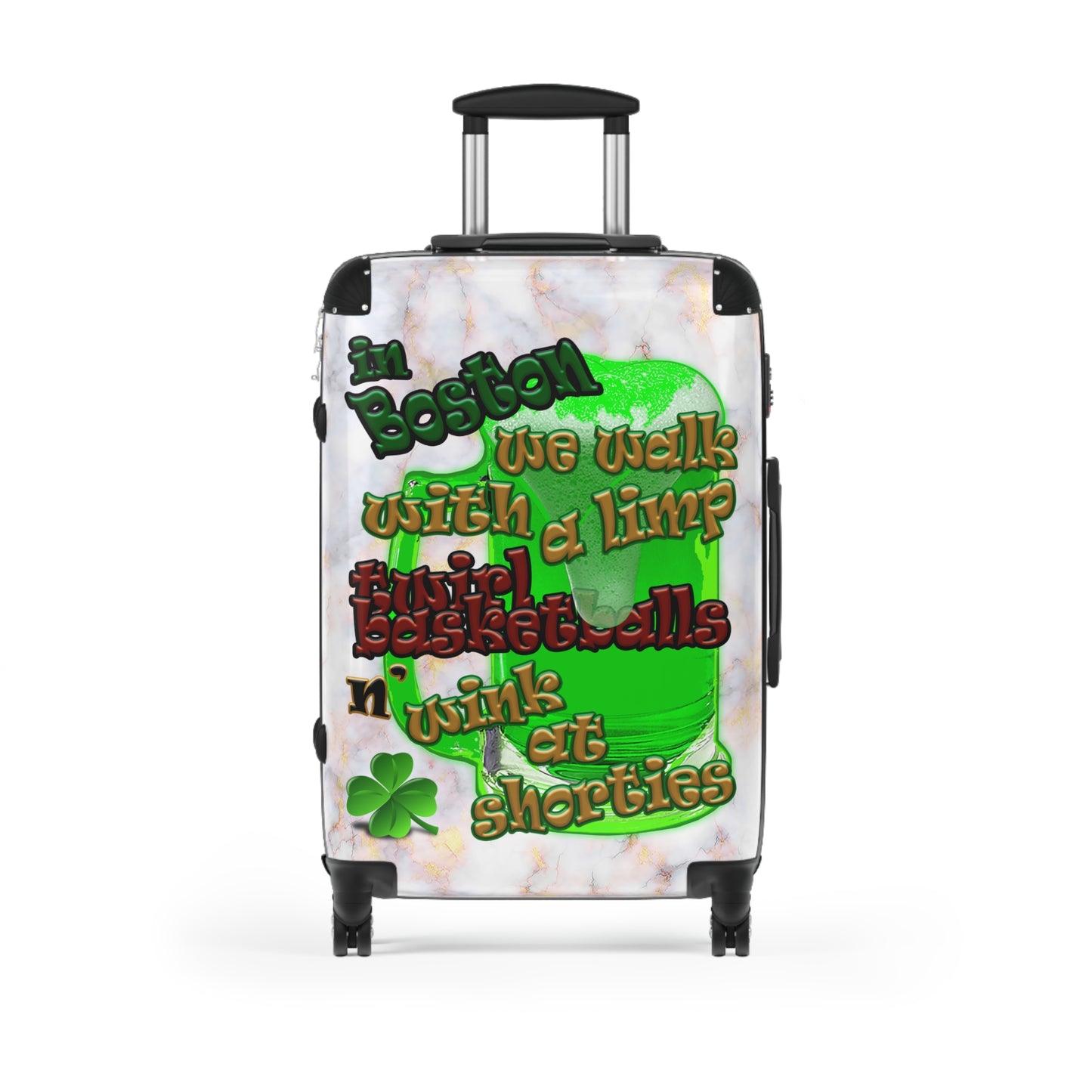 celtics logo - Suitcase (white marble)