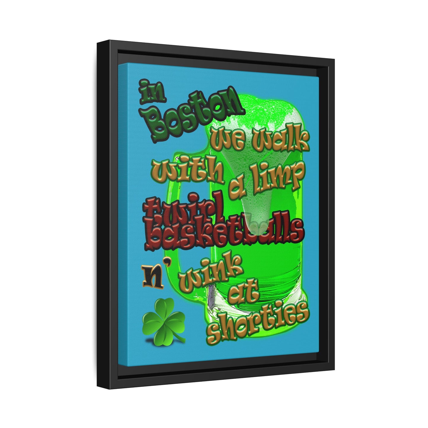celtics logo - framed canvas art (turquoise)