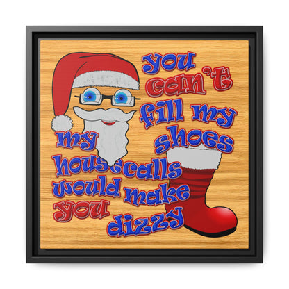 santa's shoes - framed canvas art (butterscotch wood finish)