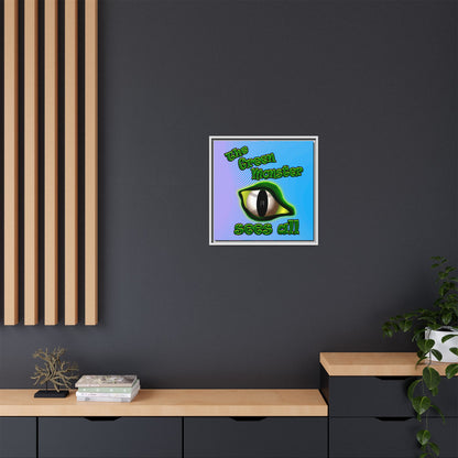 green monster - framed canvas art (light blue-purple wave)