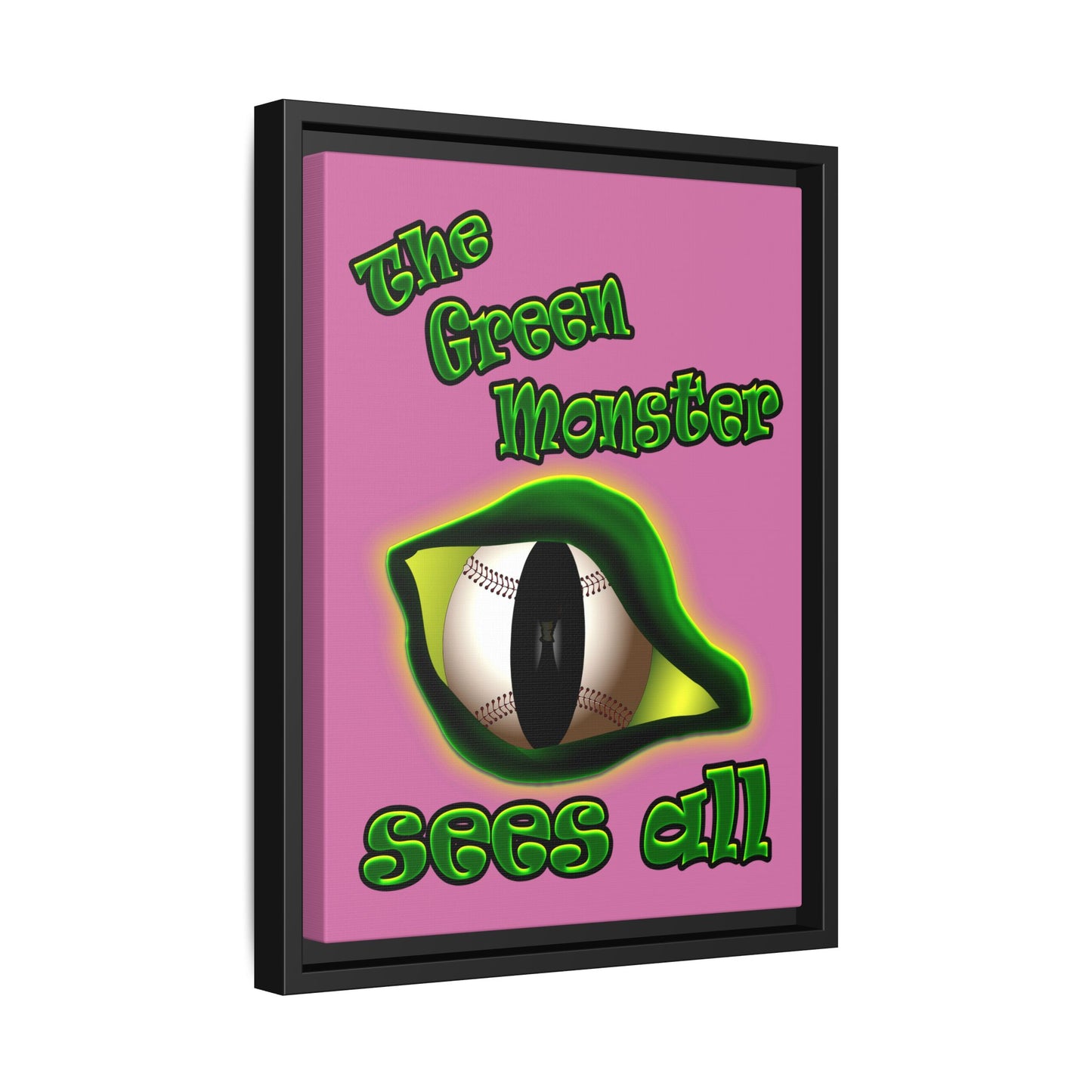 green monster - framed canvas art (light pink)
