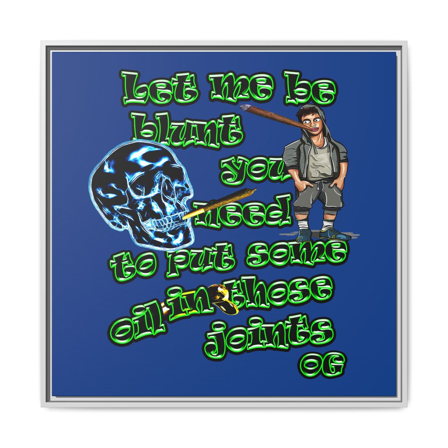 og - framed canvas art (dark blue)