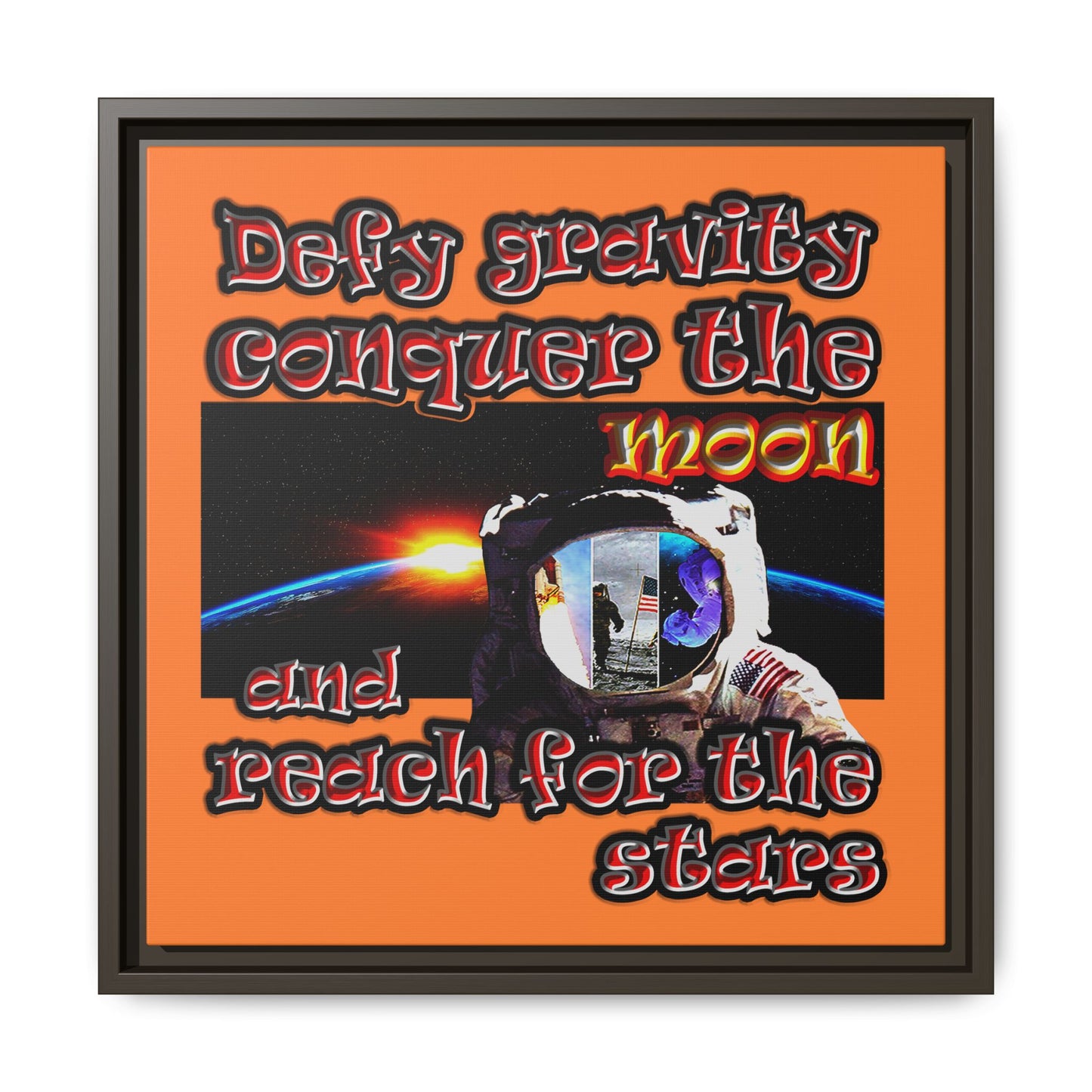 defy conquer reach - framed canvas art (crusta)
