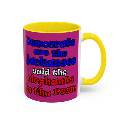 donkeys and elephants - Accent Mug (pink)