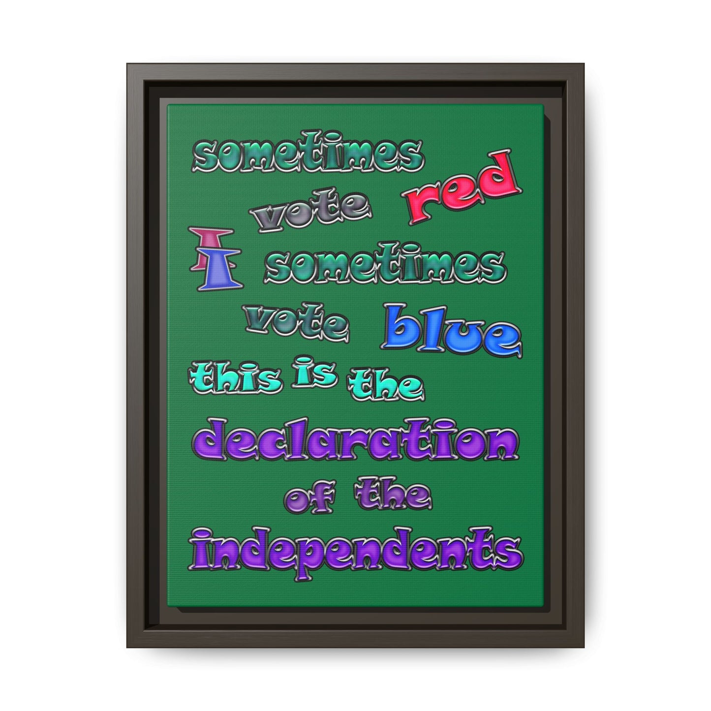 declaration of the independents - framed canvas art (dark green)