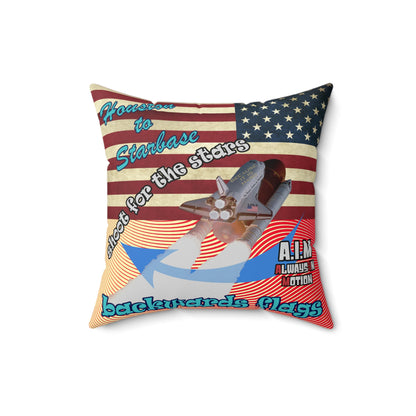 shoot for the stars - Spun Polyester Square Pillow - (yellow-orange wave)