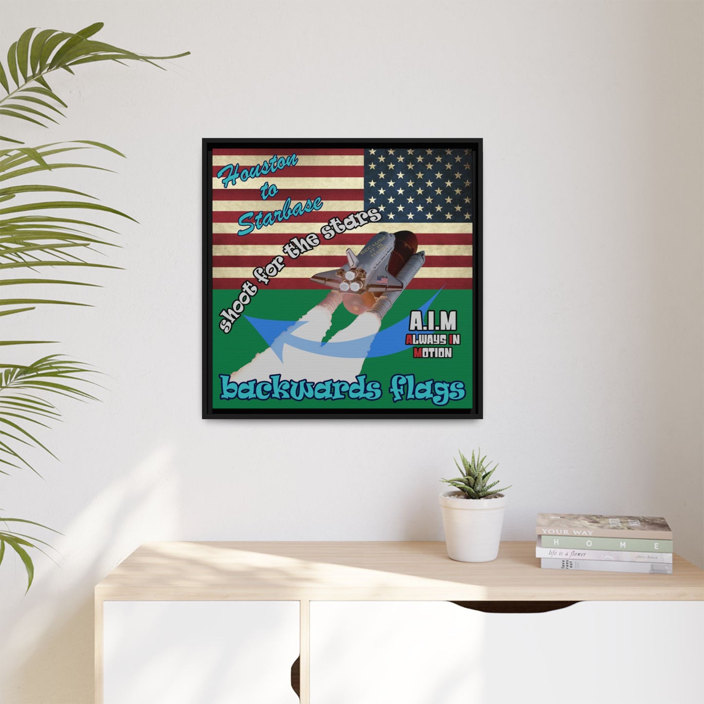 shoot for the stars - framed canvas art (dark green)