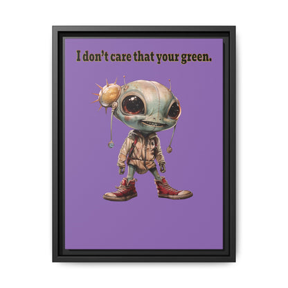 I don't care that your green - framed canvas art (light purple)