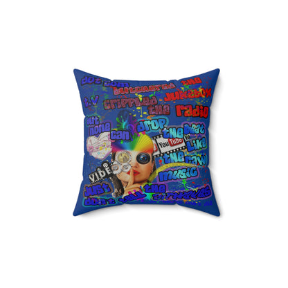 drop the beat - Faux Suede Square Pillow - (dark blue)