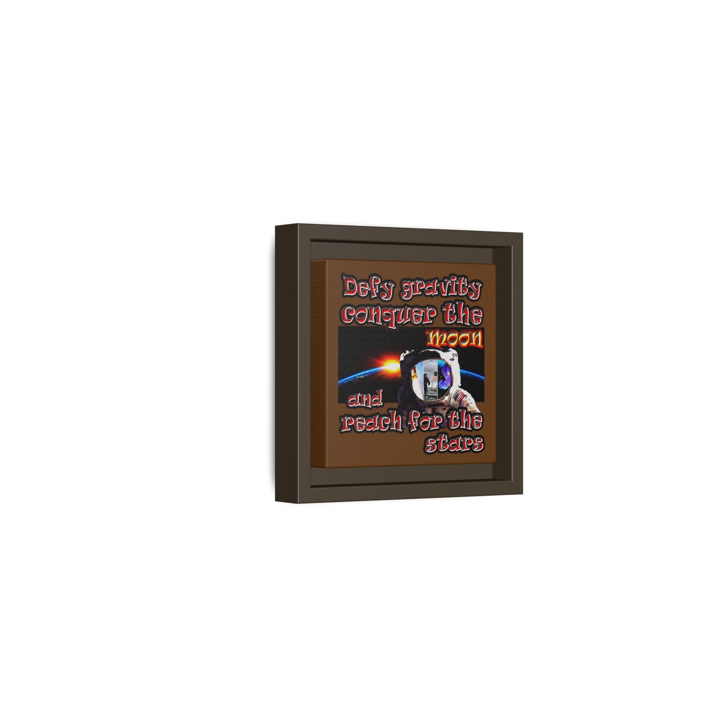 defy conquer reach - framed canvas art (brown)
