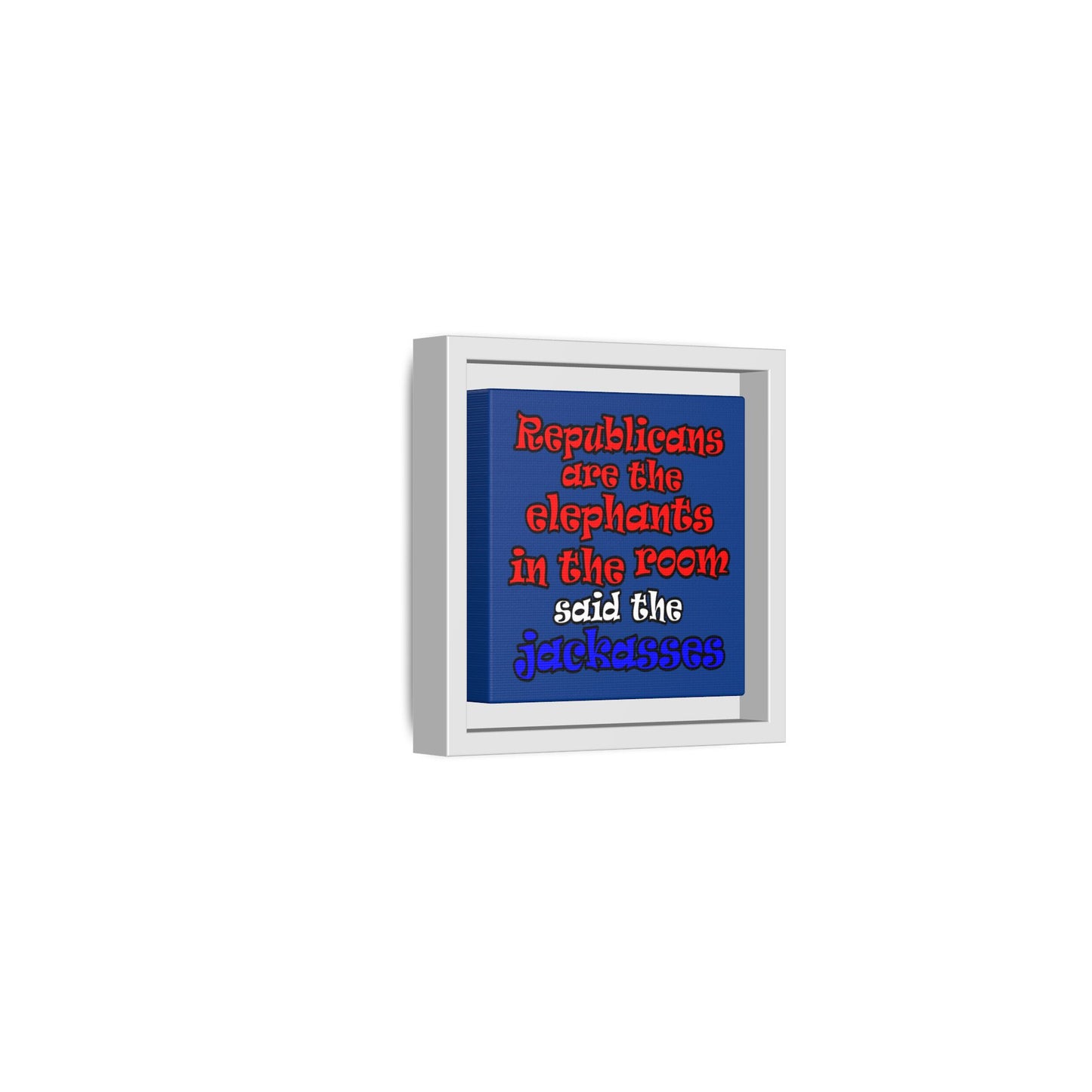 donkeys and elephants - framed canvas art (dark blue)