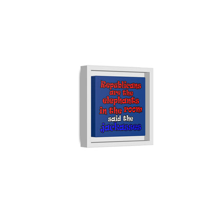 donkeys and elephants - framed canvas art (dark blue)