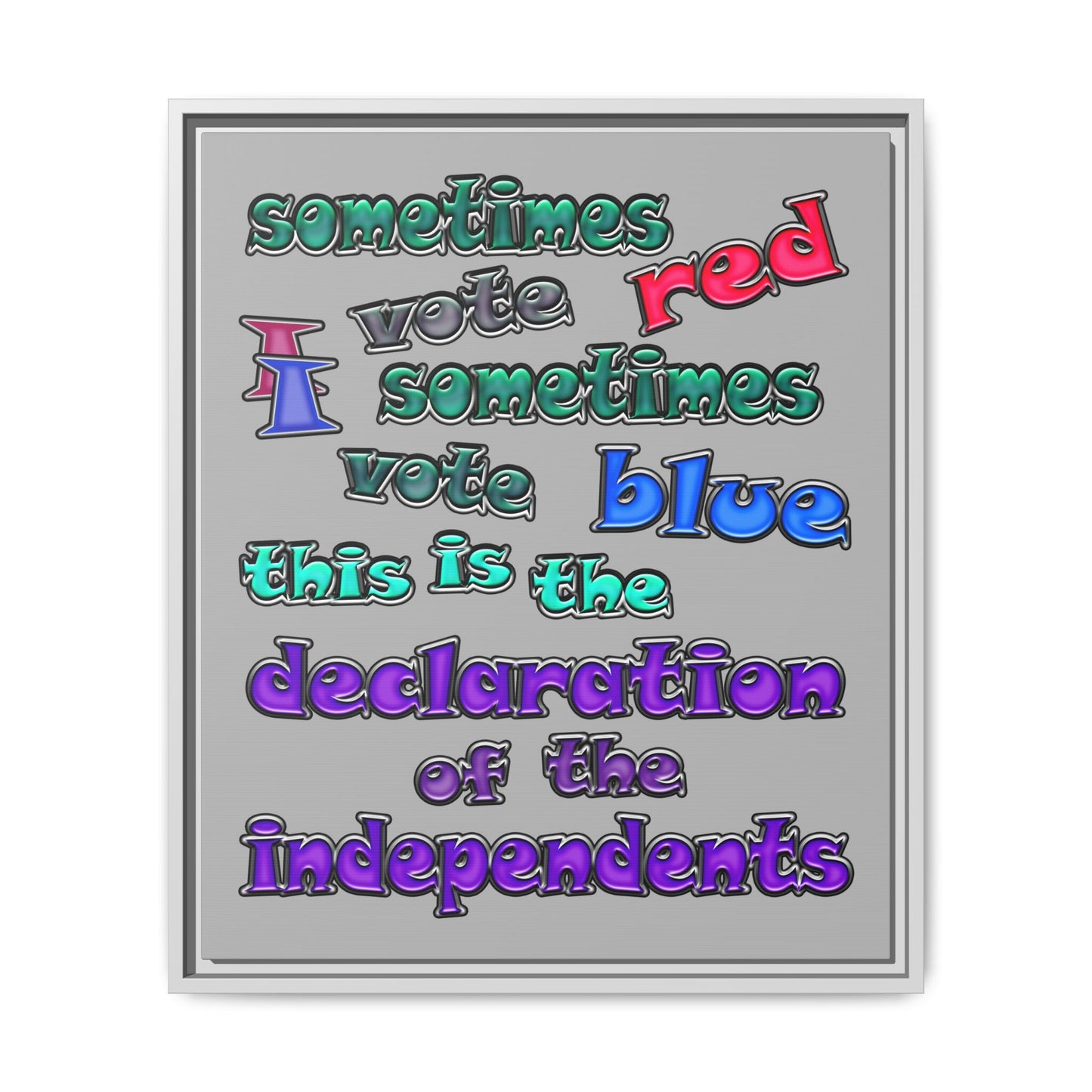 declaration of the independents - framed canvas art (light grey)