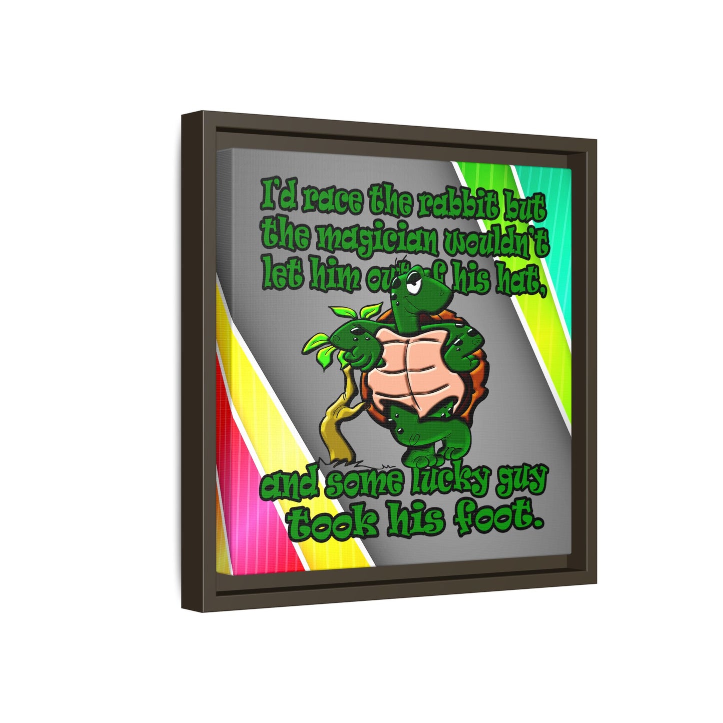 turtle race - framed canvas art (rainbow split)