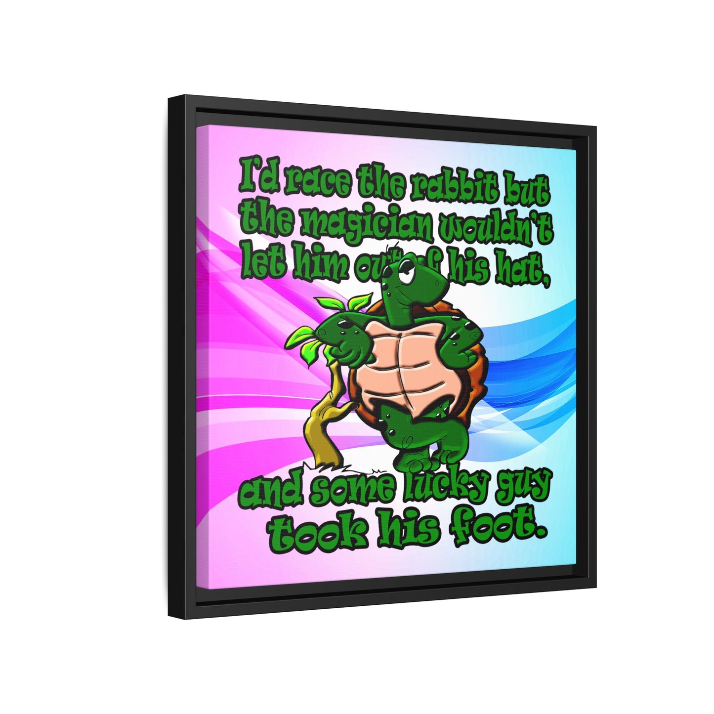 turtle race - framed canvas art (light blue-pink wave)
