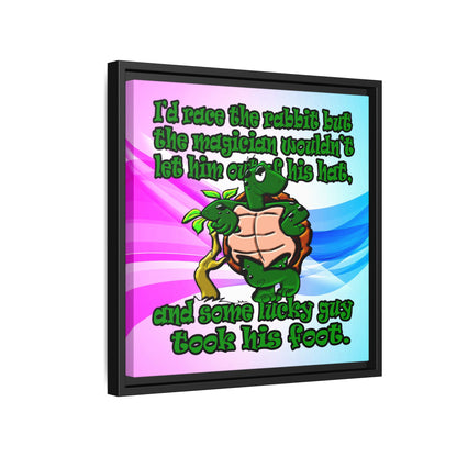 turtle race - framed canvas art (light blue-pink wave)