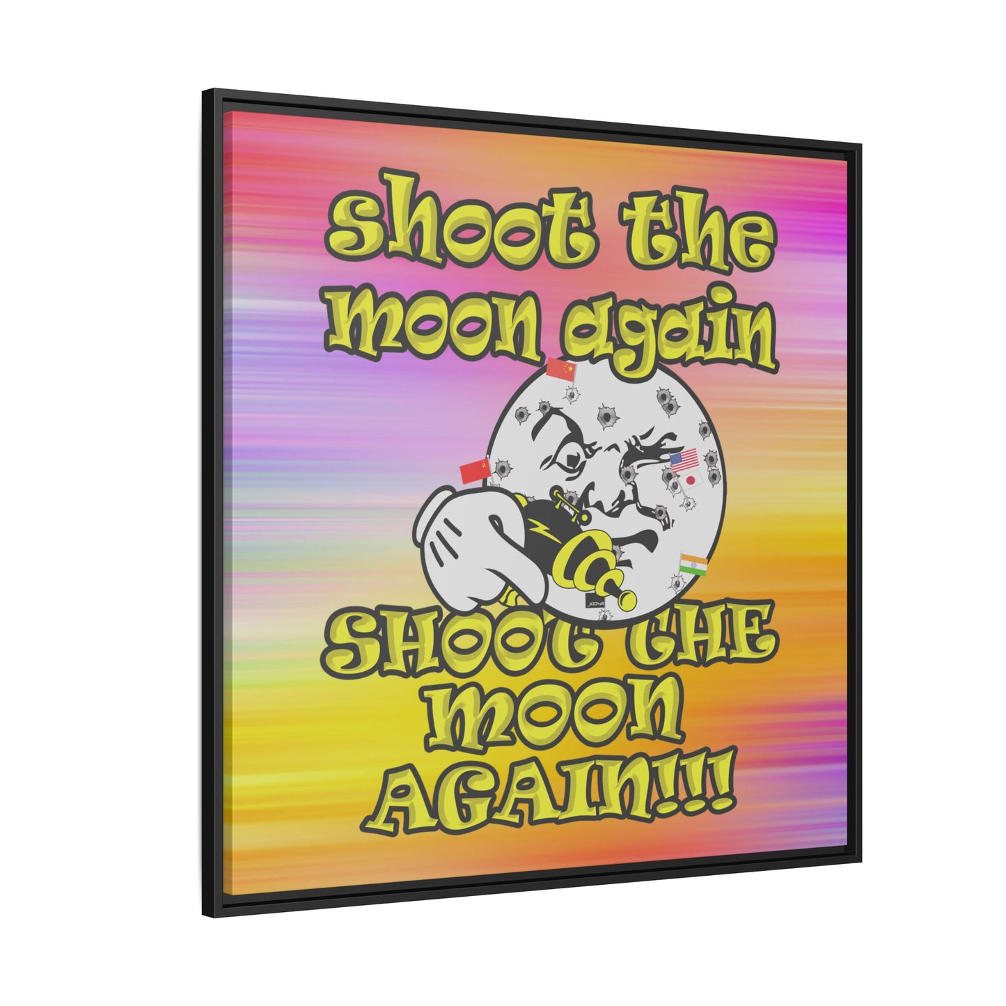 shoot the moon again - framed canvas art (color blur)