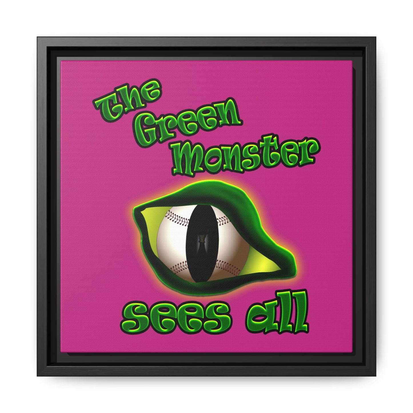 green monster - framed canvas art (pink)
