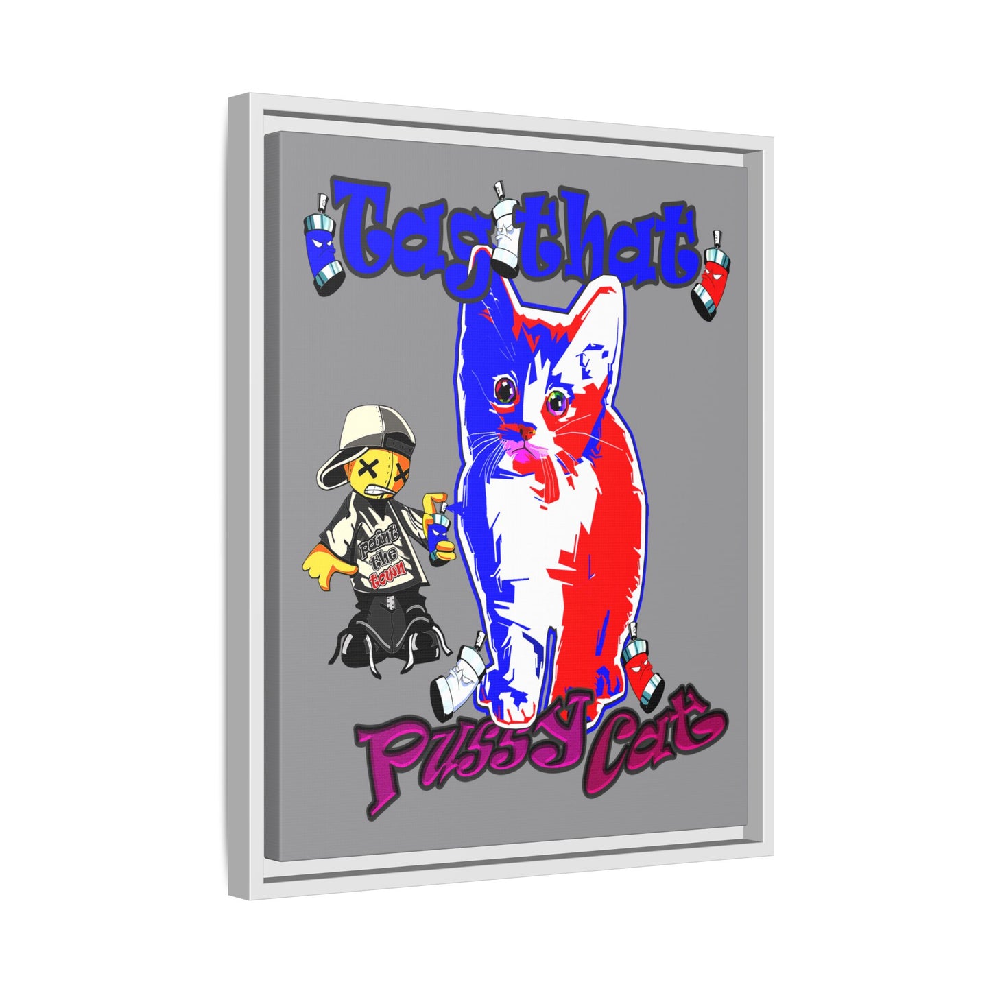 tag that - framed canvas art (grey)