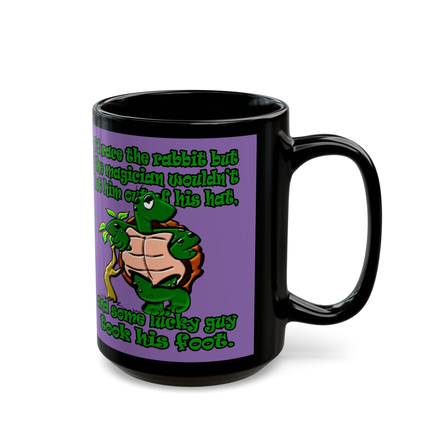 turtle race - Black Mug (light purple)
