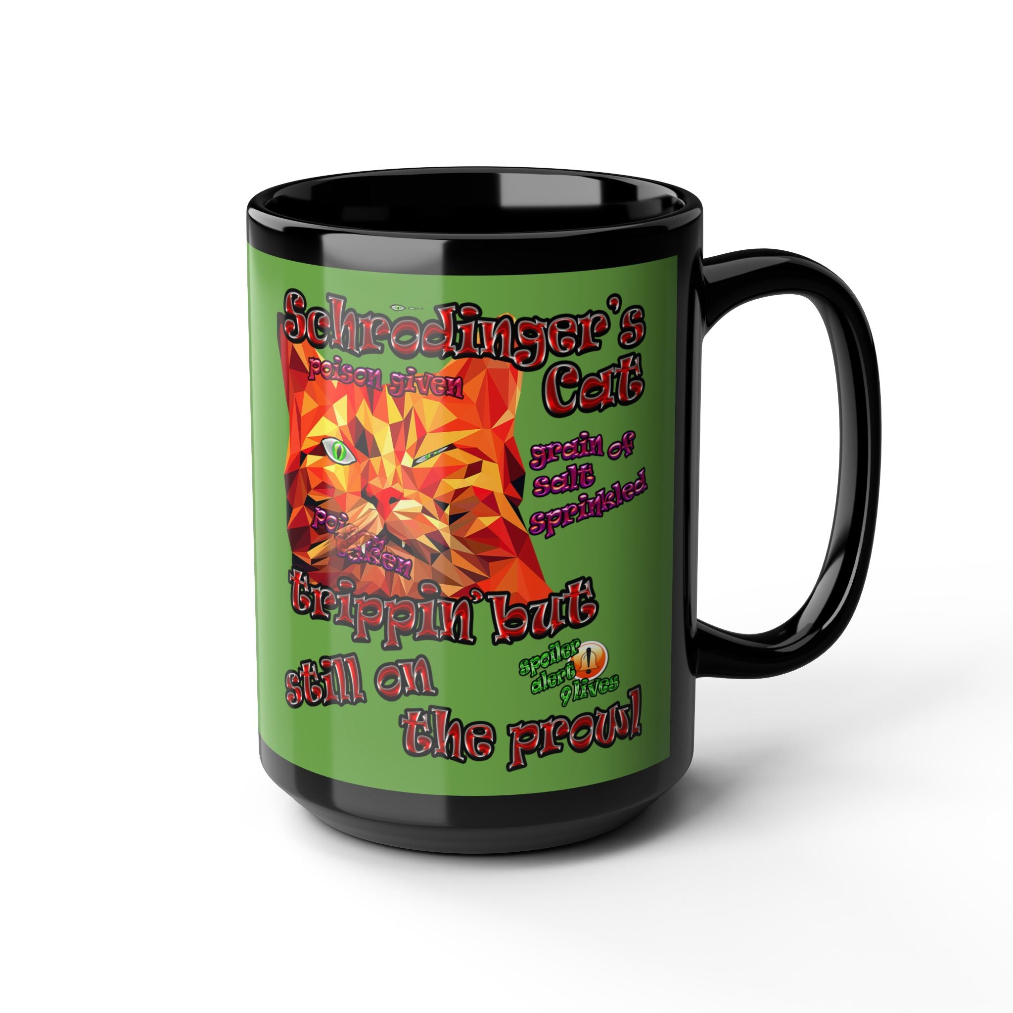 schrodinger's cat - Black Mug (green)