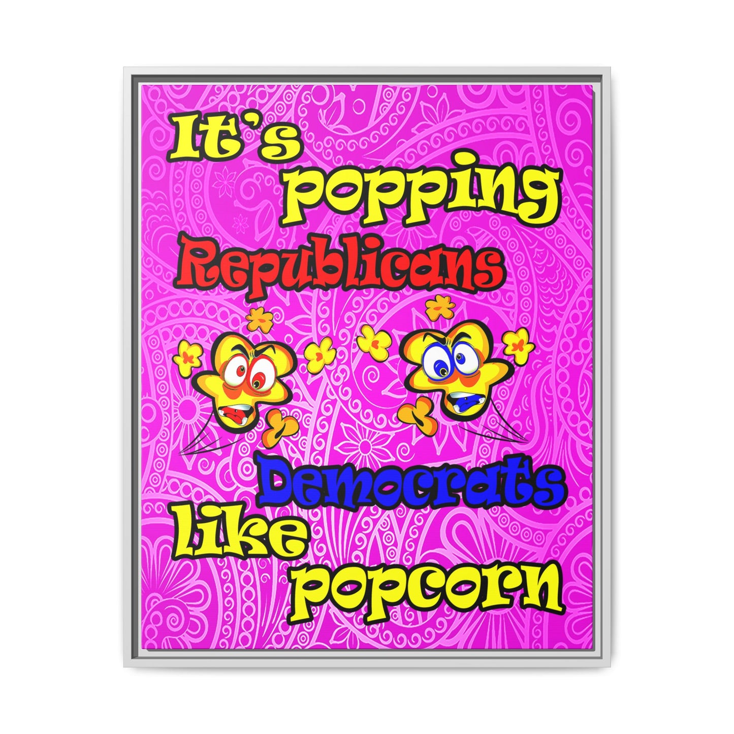 popping like popcorn - framed canvas art (pink swirl)