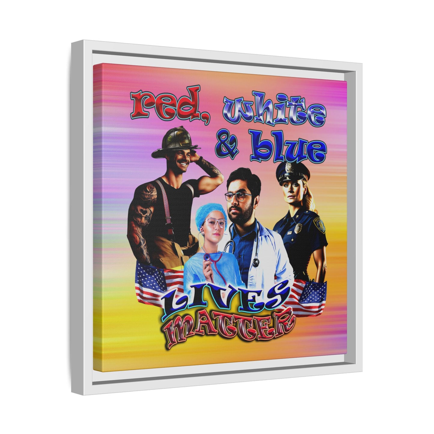 rw&b lives matter - framed canvas art (color blur)