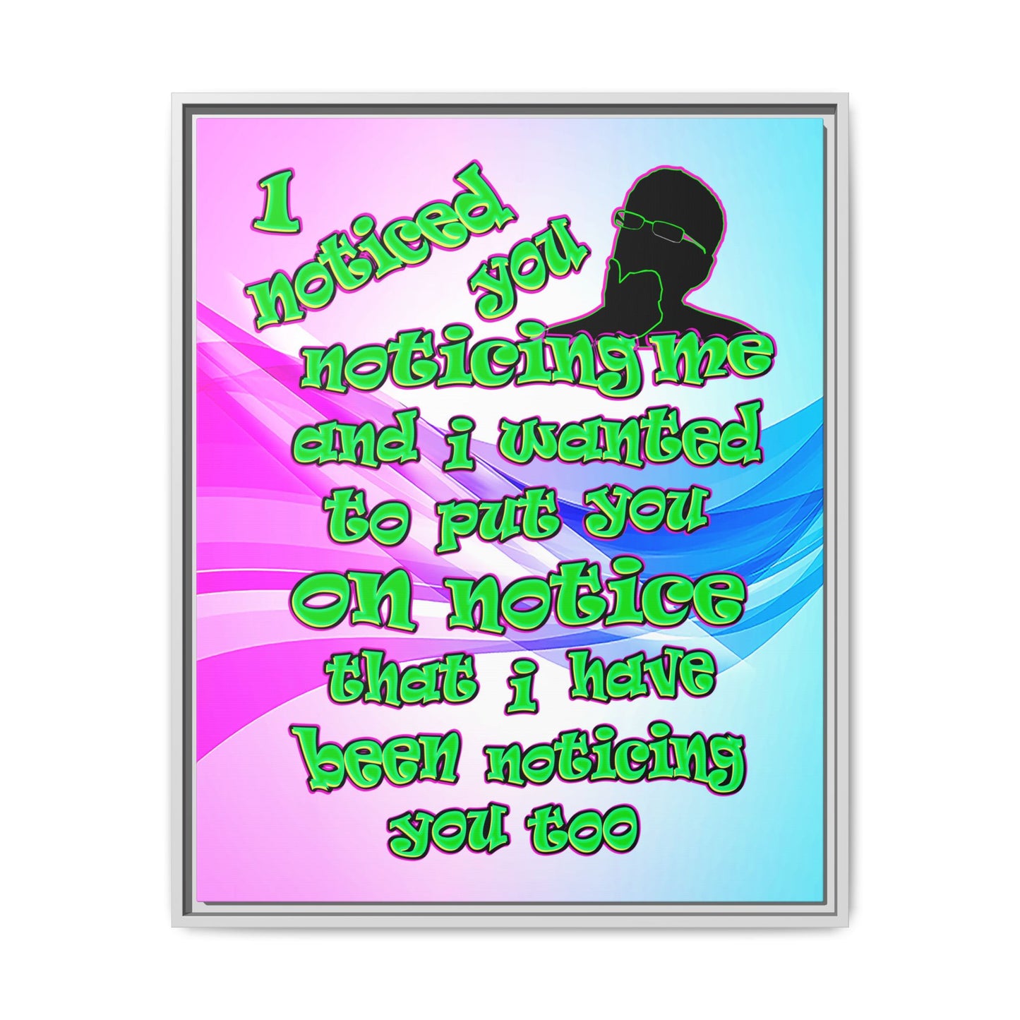 noticed you noticing - framed canvas art (light blue-pink wave)