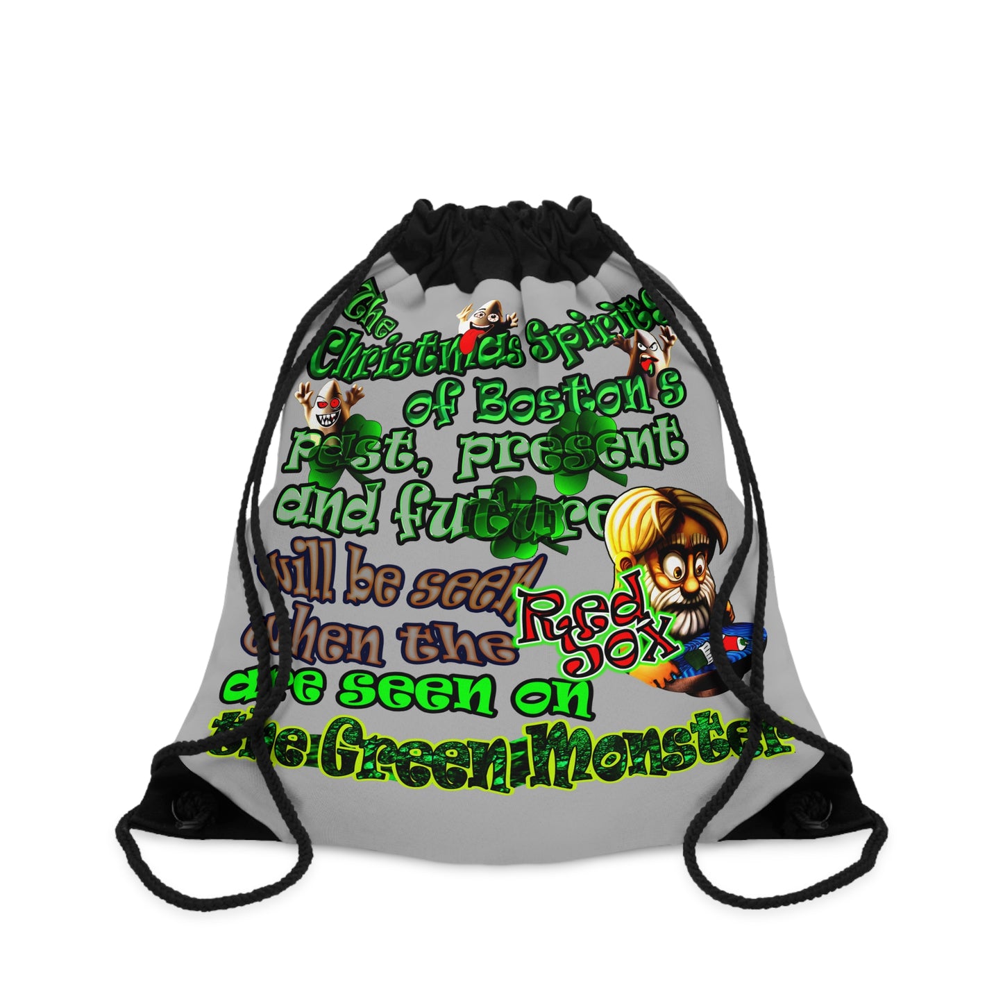 christmas spirits of boston - Drawstring Bag (light grey)