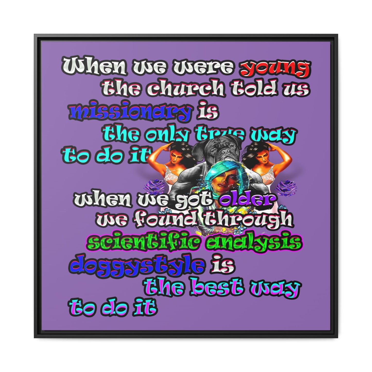 doggystyle - framed canvas art (light purple)