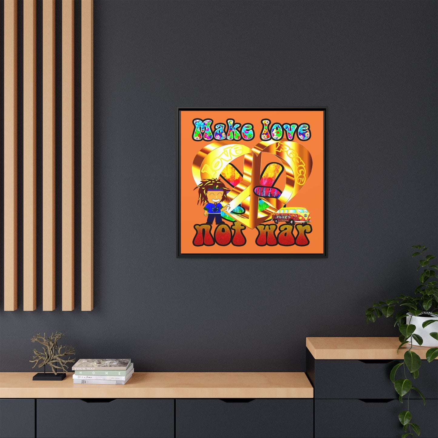 love peace - framed canvas art (crusta)