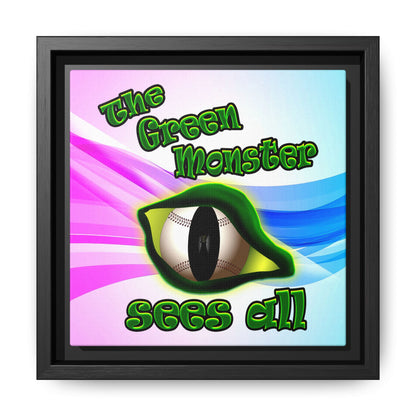 green monster - framed canvas art (light blue-pink wave)