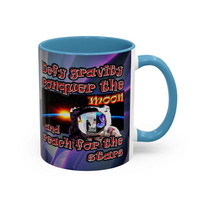 defy conquer reach - Accent Mug (grey-pink wave)