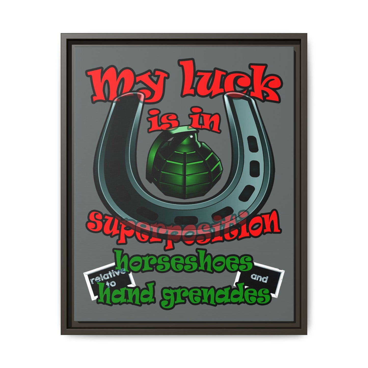 my luck - framed canvas art (dark grey)