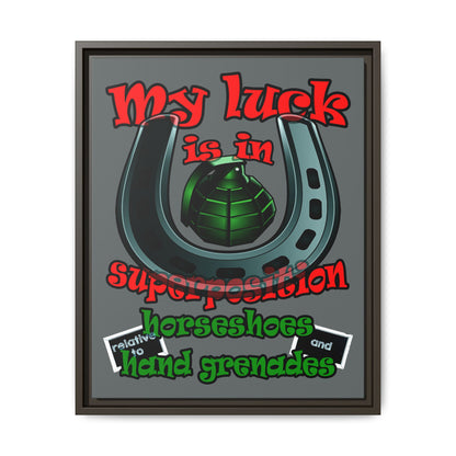 my luck - framed canvas art (dark grey)