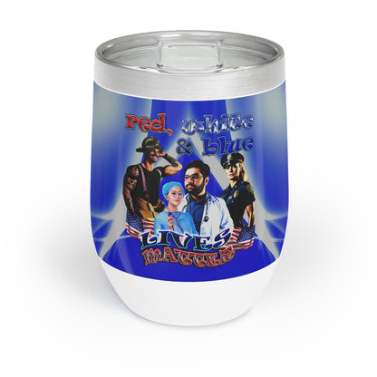 rw&b lives matter - Chill Wine Tumbler (blue-white wave)